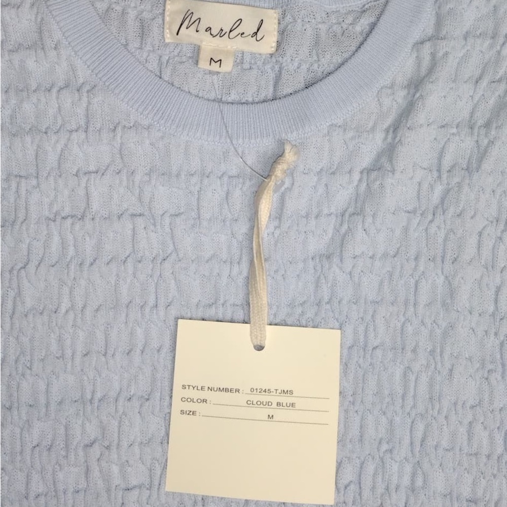Marled Cloud Blue Knit Top size M brand new w tags - Picture 2 of 13